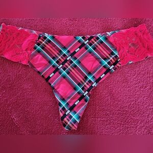 Pink Victoria's Secret thong Red Tartan panty size Medium